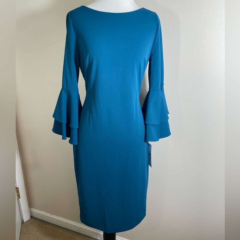 NWT Calvin Klein Teal Long Sleeve Dress